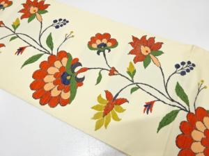 花模様織り出し　袋帯